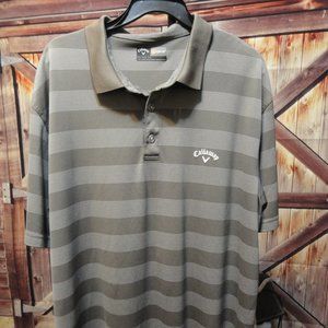 Callaway gray striped  polo button shirt~Golf fan~